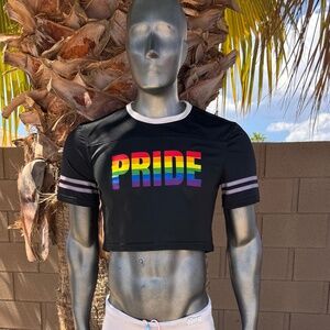 Black Mesh Pride Crop Top